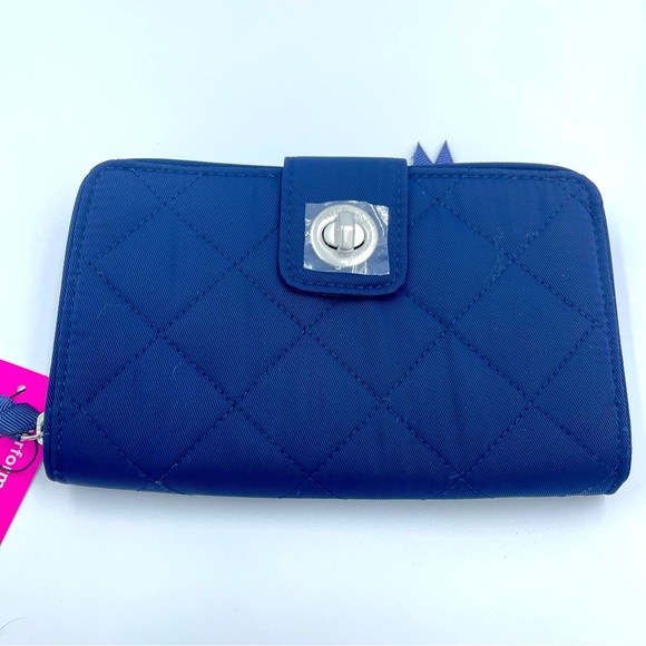 Vera Bradley Performance Twill RFID Turnlock Wallet Classic Navy NWT - Picture 3 of 10
